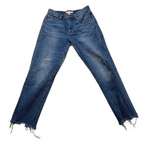 Lucky Brand 90s Loose High Rise Crop Jeans  Button Fly Raw Hem 0/25 #816